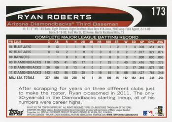 2012 Topps #173 Ryan Roberts Back