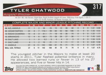 2012 Topps #317 Tyler Chatwood Back