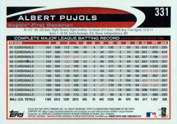 2012 Topps #331 Albert Pujols Back