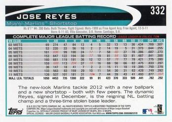 2012 Topps #332 Jose Reyes Back