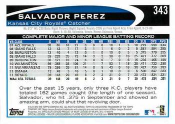 2012 Topps #343 Salvador Perez Back