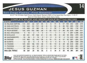 2012 Topps #14 Jesus Guzman Back