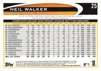 2012 Topps #25 Neil Walker Back