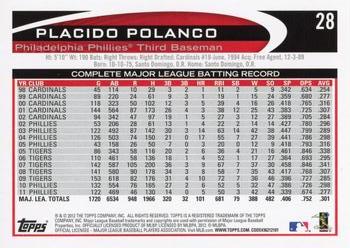 2012 Topps #28 Placido Polanco Back