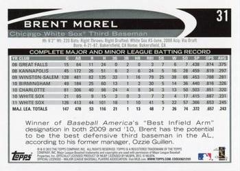 2012 Topps #31 Brent Morel Back