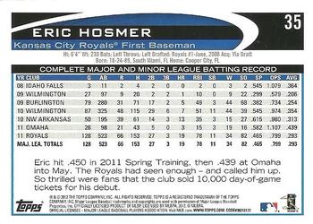 2012 Topps #35 Eric Hosmer Back