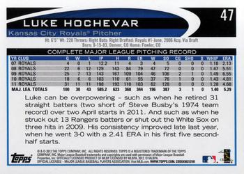 2012 Topps #47 Luke Hochevar Back