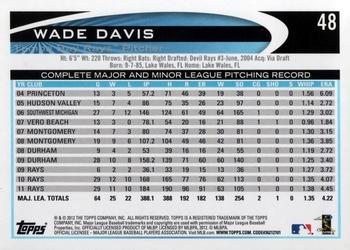 2012 Topps #48 Wade Davis Back