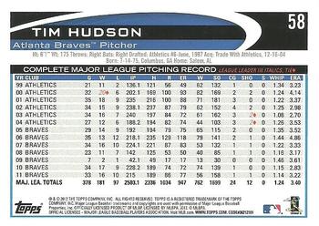 2012 Topps #58 Tim Hudson Back
