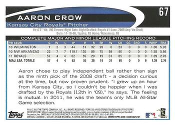 2012 Topps #67 Aaron Crow Back