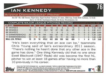 2012 Topps #76 Ian Kennedy Back
