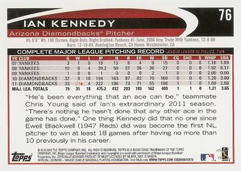 2012 Topps #76 Ian Kennedy Back