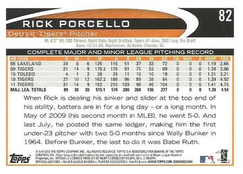 2012 Topps #82 Rick Porcello Back