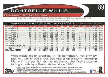 2012 Topps #89 Dontrelle Willis Back