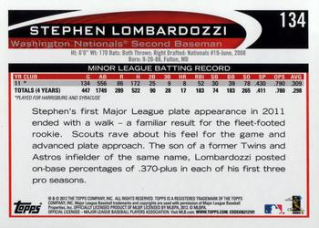 2012 Topps #134 Stephen Lombardozzi Back