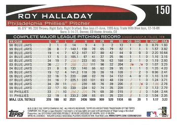 2012 Topps #150 Roy Halladay Back