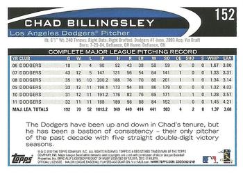 2012 Topps #152 Chad Billingsley Back