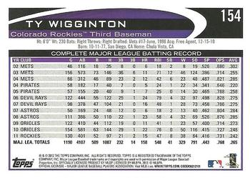 2012 Topps #154 Ty Wigginton Back