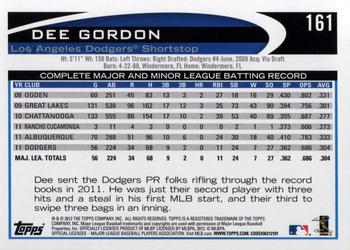 2012 Topps #161 Dee Gordon Back