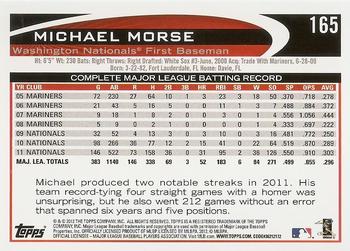 2012 Topps #165 Michael Morse Back