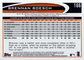 2012 Topps #166 Brennan Boesch Back