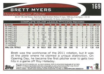 2012 Topps #169 Brett Myers Back