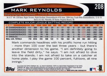 2012 Topps #208 Mark Reynolds Back