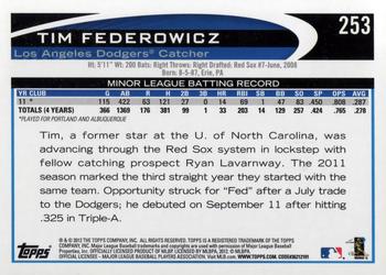 2012 Topps #253 Tim Federowicz Back