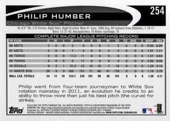 2012 Topps #254 Philip Humber Back