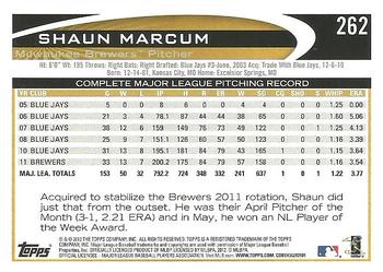 2012 Topps #262 Shaun Marcum Back