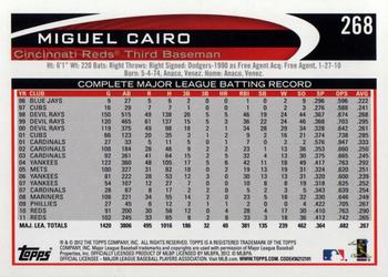 2012 Topps #268 Miguel Cairo Back