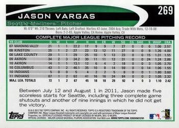 2012 Topps #269 Jason Vargas Back