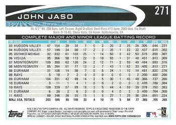 2012 Topps #271 John Jaso Back