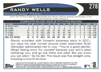 2012 Topps #278 Randy Wells Back