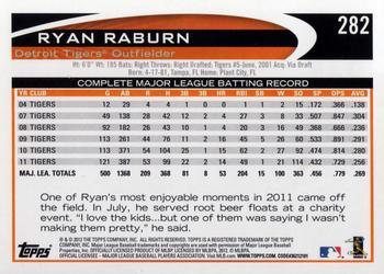 2012 Topps #282 Ryan Raburn Back