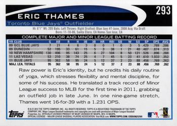 2012 Topps #293 Eric Thames Back