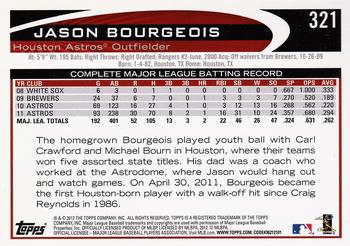 2012 Topps #321 Jason Bourgeois Back