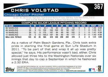 2012 Topps #367 Chris Volstad Back