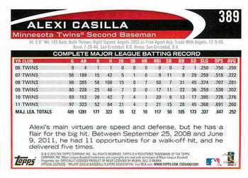 2012 Topps #389 Alexi Casilla Back