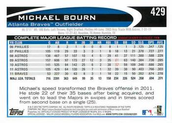 2012 Topps #429 Michael Bourn Back