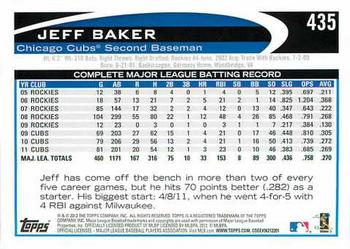 2012 Topps #435 Jeff Baker Back