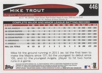 2012 Topps #446 Mike Trout Back