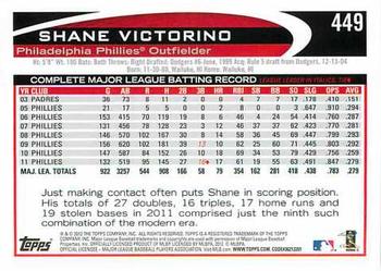 2012 Topps #449 Shane Victorino Back