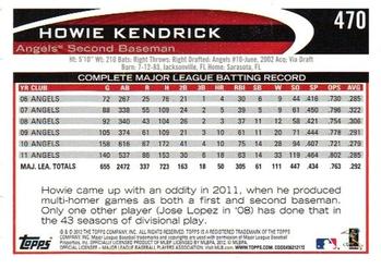 2012 Topps #470 Howie Kendrick Back