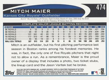 2012 Topps #474 Mitch Maier Back