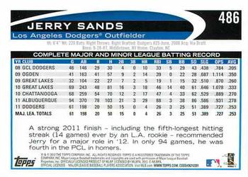 2012 Topps #486 Jerry Sands Back
