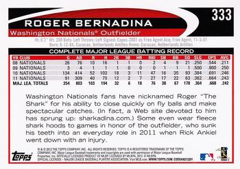 2012 Topps #333 Roger Bernadina Back