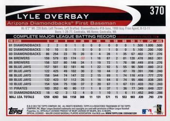 2012 Topps #370 Lyle Overbay Back