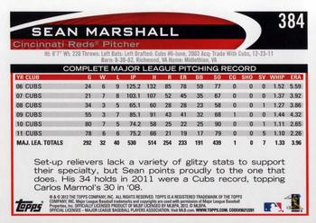 2012 Topps #384 Sean Marshall Back