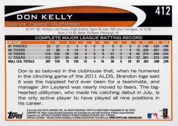 2012 Topps #412 Don Kelly Back
